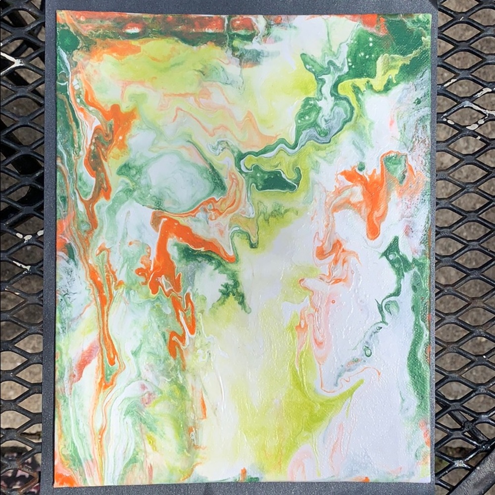 8 x 10 inch cardboard canvas pour painting.